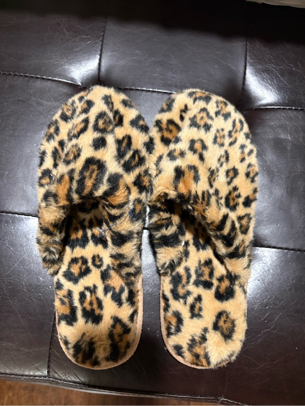 J. Crew Leopard Faux-Fur Slide Slippers in Tan and Black